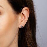 5-6mm Black Freshwater Pearl Earrings in Sterling Silver