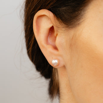 7-8mm Pink Freshwater Pearl Earrings in Sterling Silver
