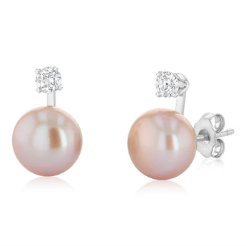 8-9mm Pink Freshwater Pearl Pendant and Earrings Matching Set in Sterling Silver