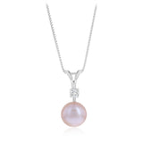 8-9mm Pink Freshwater Pearl Pendant and Earrings Matching Set in Sterling Silver