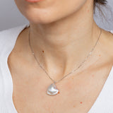 Heart Shaped White Freshwater Pearl Pendant in Sterling Silver