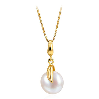 10-11mm White Freshwater Pearl Pendant in Gold Plated Sterling Silver