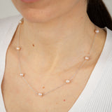 6-7mm Pink Freshwater Pearl Chain and Earrings Set in Sterling Silver