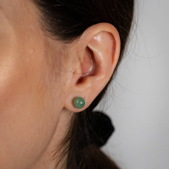 8mm Jade Pendant and Earrings Matching Set in Sterling Silver