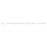 6-7mm White Freshwater Pearls and Aquamarine Bracelet in Sterling Silver