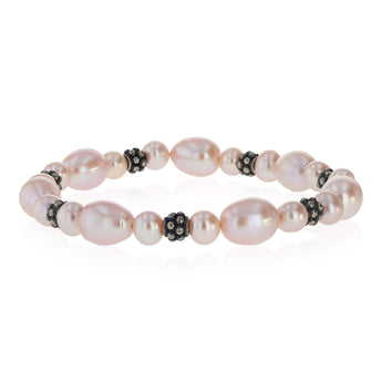 Pink Freshwater Pearl Bracelet in Sterling Silver