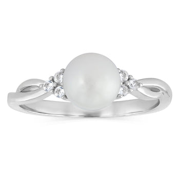6-7mm White Freshwater Pearl Ring in Sterling Silver