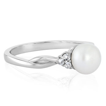 6-7mm White Freshwater Pearl Ring in Sterling Silver