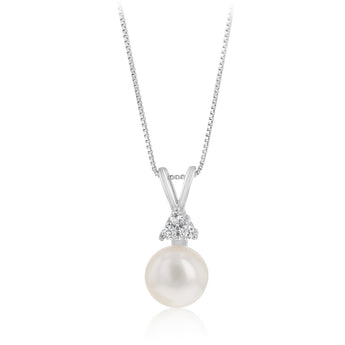 8-9mm White Freshwater Pearl Pendant in Sterling Silver