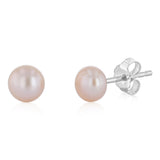 5-6mm Pink Freshwater Pearl Earrings in Sterling Silver