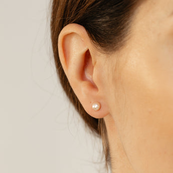 5-6mm Pink Freshwater Pearl Earrings in Sterling Silver