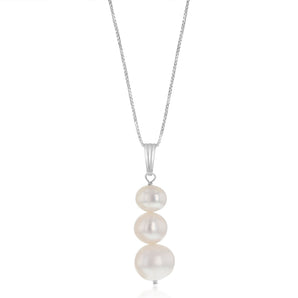 White Freshwater Pearl Pendant in Sterling Silver