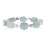 Freshwater Pearls and Aquamarine Bracelet in Sterling Silver