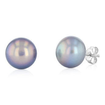 9-10mm Golden Freshwater Pearl Earrings in Sterling Silver