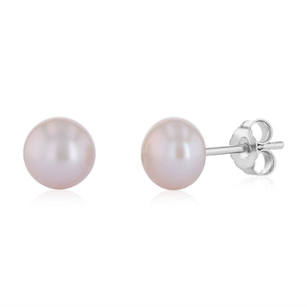6-7mm Pink Freshwater Pearl Earrings in Sterling Silver