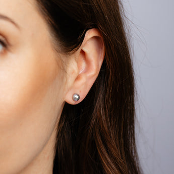 6-7mm Grey Freshwater Pearl Earrings in Sterling Silver