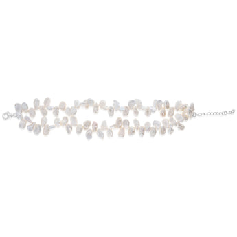 White Keshi Freshwater Pearl Bracelet in Sterling Silver