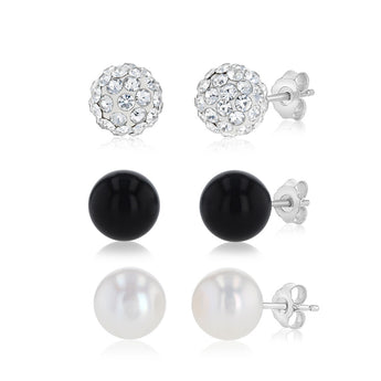 Freshwater Pearl Earrings Set in Sterling Silver