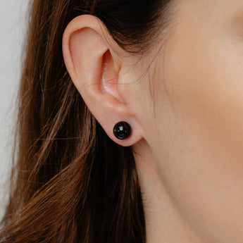 Freshwater Pearl, Onyx & Crystal Earrings Set in Sterling Silver