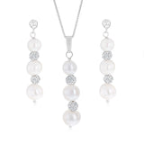 6-8.5mm White Freshwater Pearl Pendant and Earrings Matching Set in Sterling Silver
