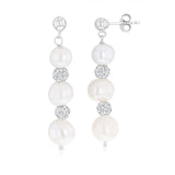 6-8.5mm White Freshwater Pearl Pendant and Earrings Matching Set in Sterling Silver