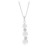 6-8.5mm White Freshwater Pearl Pendant and Earrings Matching Set in Sterling Silver