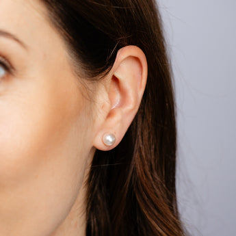 7-8mm Pink Freshwater Pearl Earrings in Sterling Silver