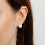 11-12mm White South Seal Pearl Stud Earrings in Sterling Silver