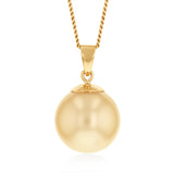 10-12mm Golden South Seal Pearl Pendant with in 9ct Yellow Gold