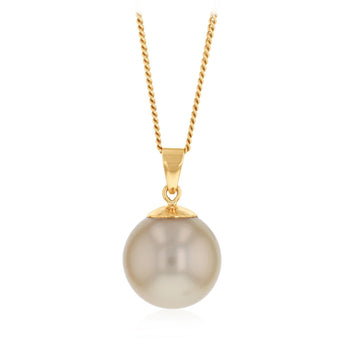 10-12mm Golden South Seal Pearl Pendant with in 9ct Yellow Gold
