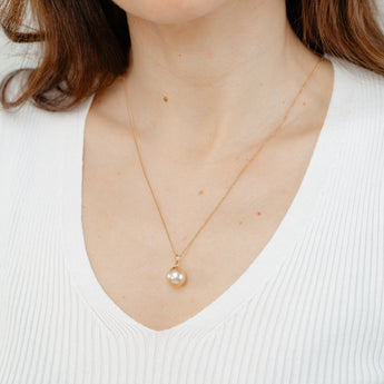 10-12mm Golden South Seal Pearl Pendant with in 9ct Yellow Gold