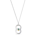 Personalised Engravable Interlinked Circle with Birthstones Necklace on 45cm Chain in Sterling Silver