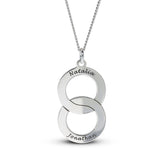 Personalised Engravable Interlinked Circle Necklace on 45cm Chain in Sterling Silver