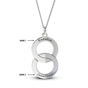 Personalised Engravable Interlinked Circle Necklace on 45cm Chain in Sterling Silver