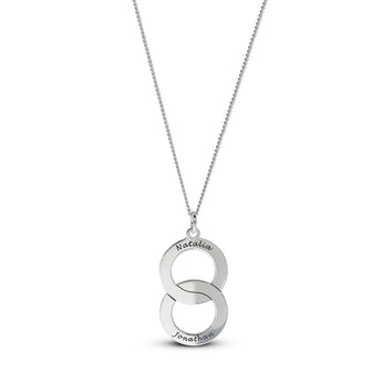 Personalised Engravable Interlinked Circle Necklace on 45cm Chain in Sterling Silver
