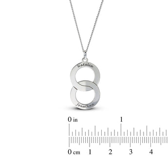 Personalised Engravable Interlinked Circle Necklace on 45cm Chain in Sterling Silver