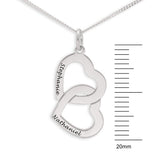Personalised Engravable Interlinked Heart Necklace on 45cm Chain in Sterling Silver