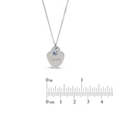 Personalised Engravable Heart Charm with Birthstone Necklace on 45cm Chain in Sterling Silver