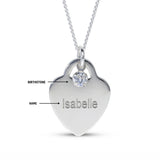Personalised Engravable Heart Charm with Birthstone Necklace on 40cm Chain in Sterling Silver
