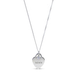 Personalised Engravable Heart Charm with Birthstone Necklace on 40cm Chain in Sterling Silver