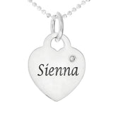 Personalised Engravable Heart Charm with Diamond Necklace on 45cm Chain in Sterling Silver