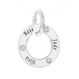 Personalised Engravable Circle Tag with Diamond Necklace on 45cm Chain in Sterling Silver