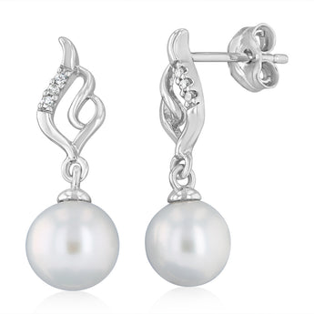 Freshwater Pearl Pendant and Earrings Set in Sterling Silver