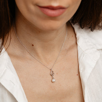 Freshwater Pearl Pendant and Earrings Set in Sterling Silver