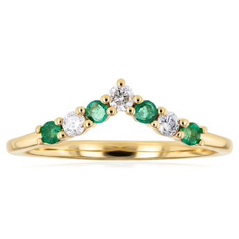 Natural Emerald and Diamond Ring in 9ct Yellow Gold