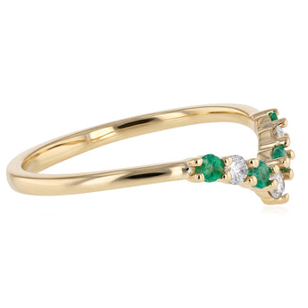 Natural Emerald and Diamond Ring in 9ct Yellow Gold