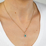 Natural Emerald and Diamond Pendant in 9ct Yellow Gold