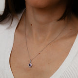 Amethyst  and Diamond Pendant on Adjustable 41-46cm Chain in 9ct White Gold