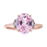 Created Oval Peach Sapphire & Diamond Ring in 9ct Rose Gold