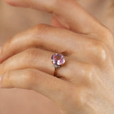 Created Oval Peach Sapphire & Diamond Ring in 9ct Rose Gold